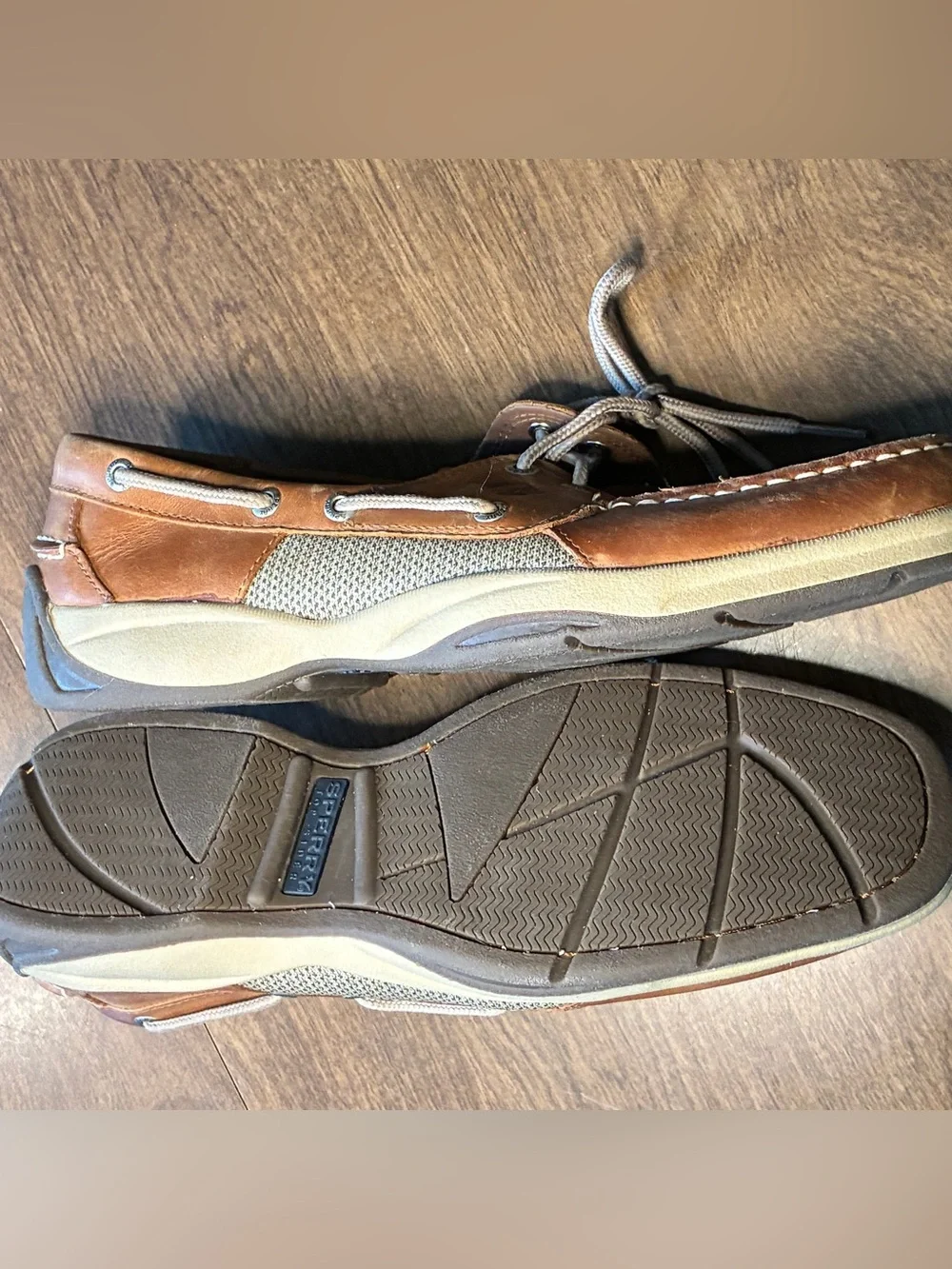 Sperry Top Sider Tarpon Tan Leather Boat Shoe Brown 10 Eye Lace Up A2061317